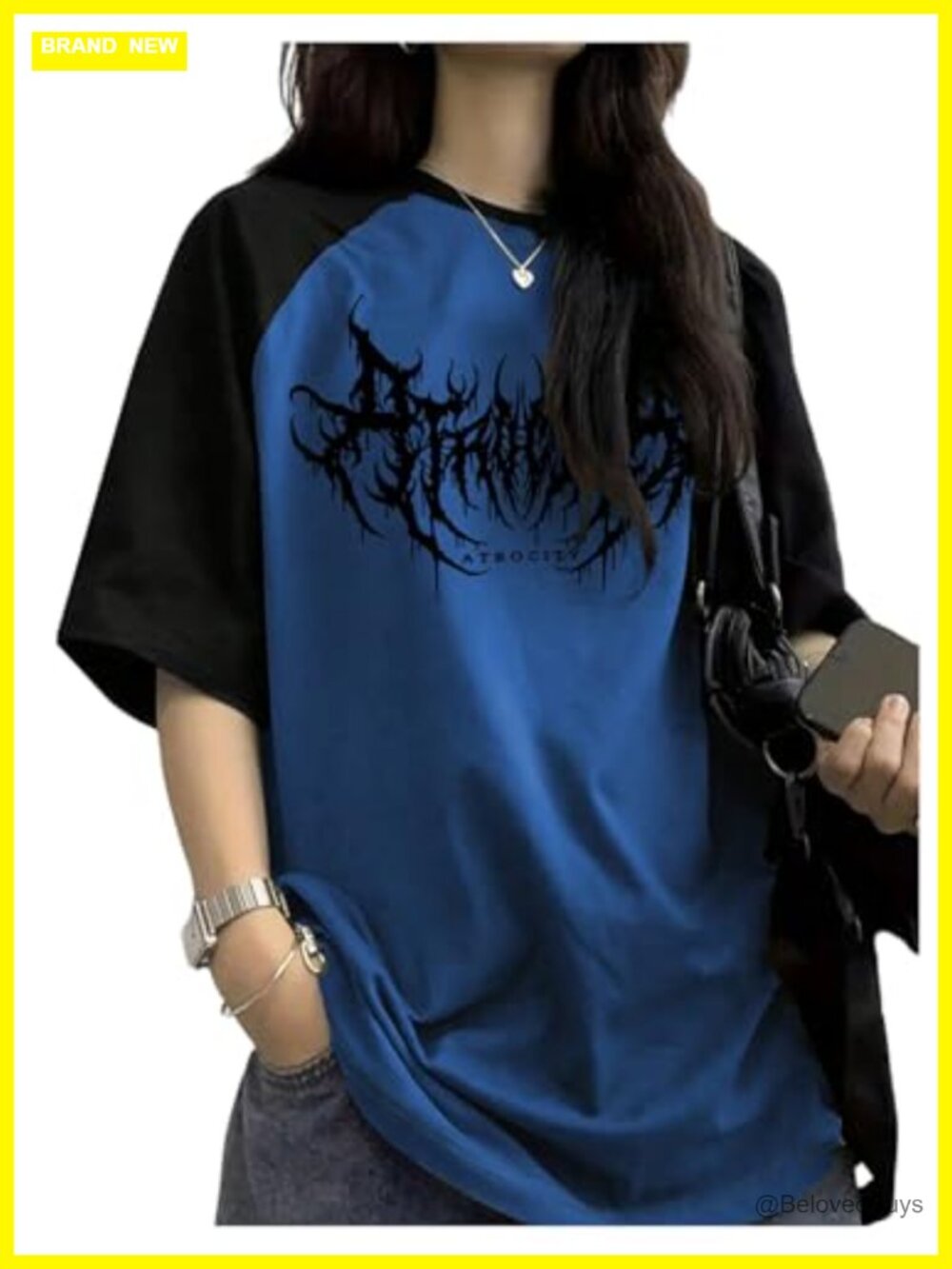 Oversized Raglan Graphic T-Shirt Y2K Gothic Streetwear Tee